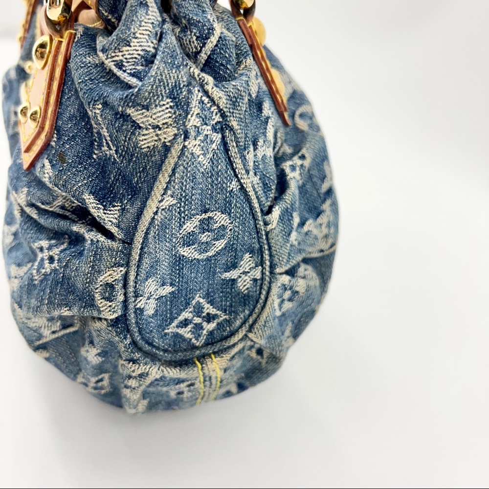 Louis Vuitton Denim Monogram Satchel with Tan Leather Trim - Picture 5 of 13